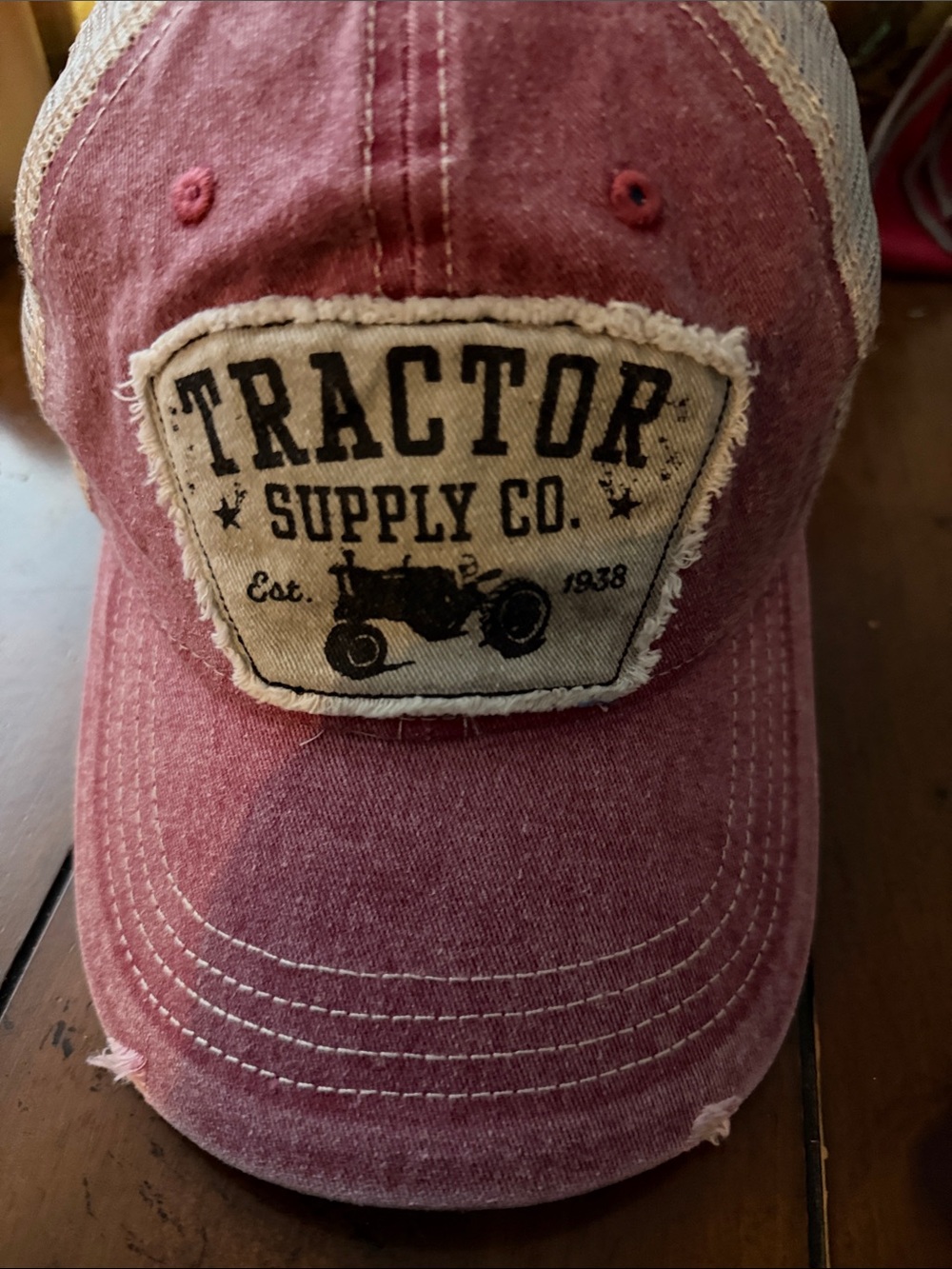 Tractor Supply Co. Distressed Maroon Mesh Back Cap